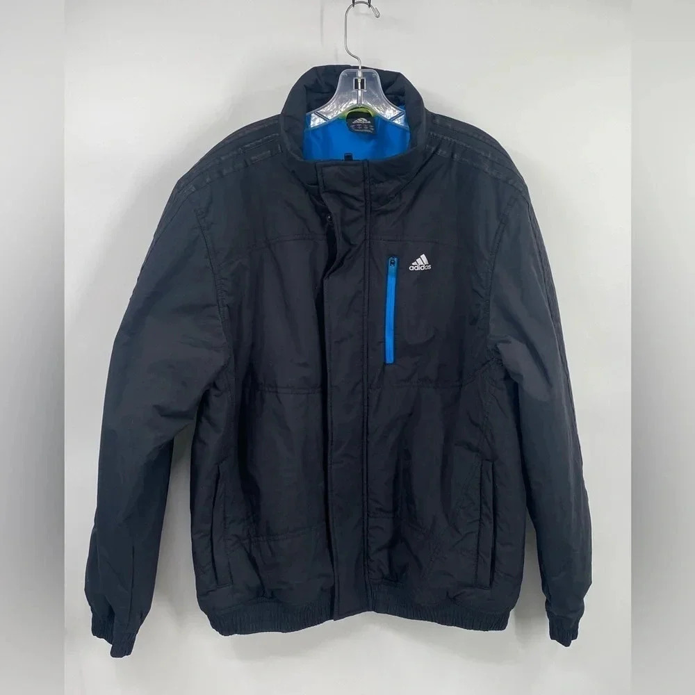Adidas Bomber Three Stripes Jacket in Black size Large